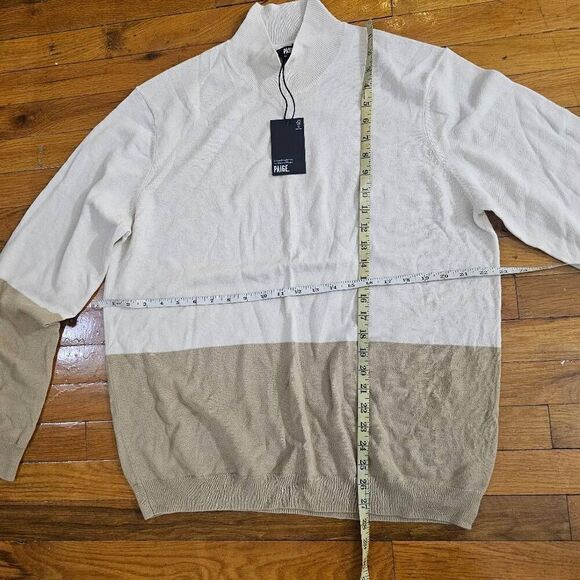 Paige Wayne Colorblock Wool Alpaca Turtleneck Sweater XL - Picture 5 of 8
